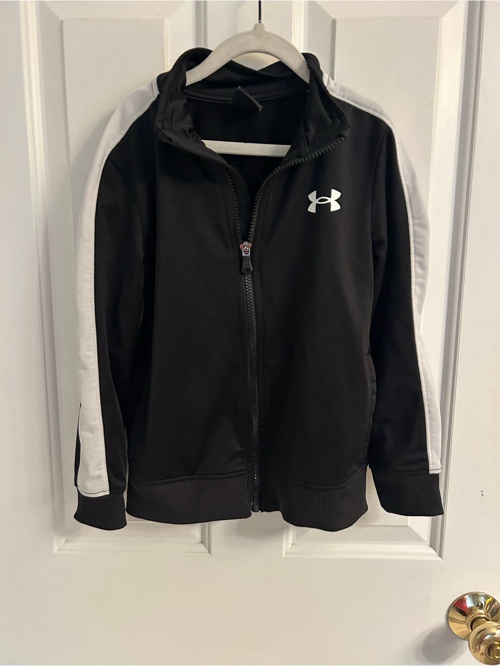 Boys Under Armour Black Jacket with White Sleeve Stripes